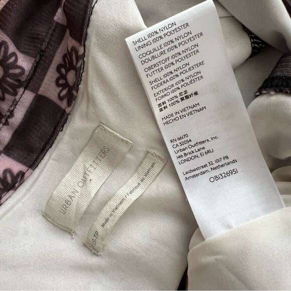 Urban Outfitters Riko Mesh Button Front Mini Dress Ruched Floral Bodycon XS - Picture 8 of 13